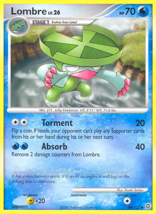 Lombre Uncommon Pokemon card #54 from Secret Wonders