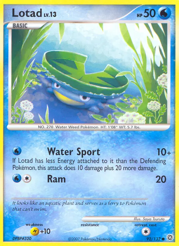 Lotad Common Pokemon card #92 from Secret Wonders