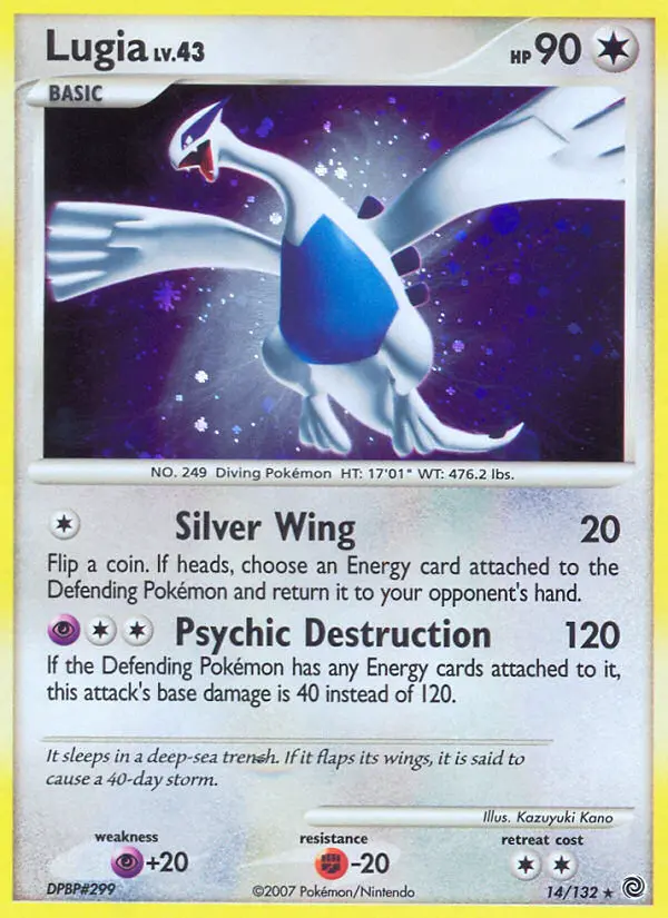 Lugia Rare Holo Pokemon card #14 from Secret Wonders