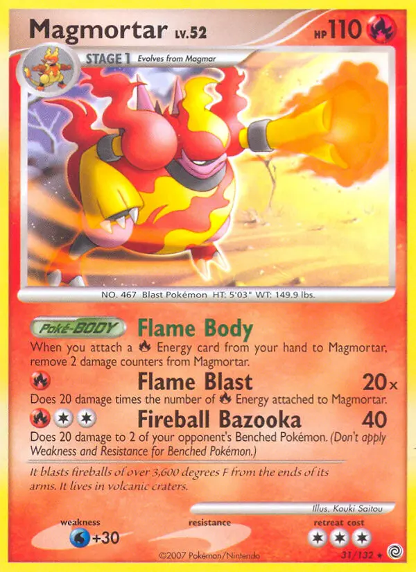 Magmortar Rare Pokemon card #31 from Secret Wonders