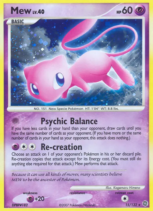 Mew Rare Holo Pokemon card #15 from Secret Wonders