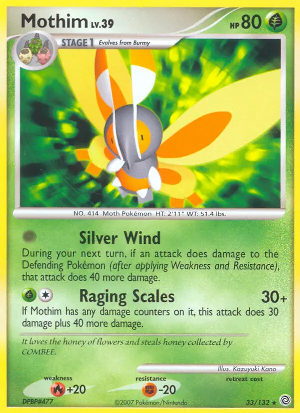 Mothim Rare Pokemon card #33 from Secret Wonders