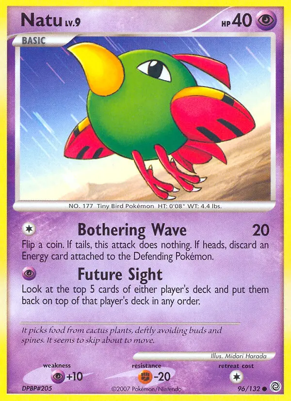 Natu Common Pokemon card #96 from Secret Wonders