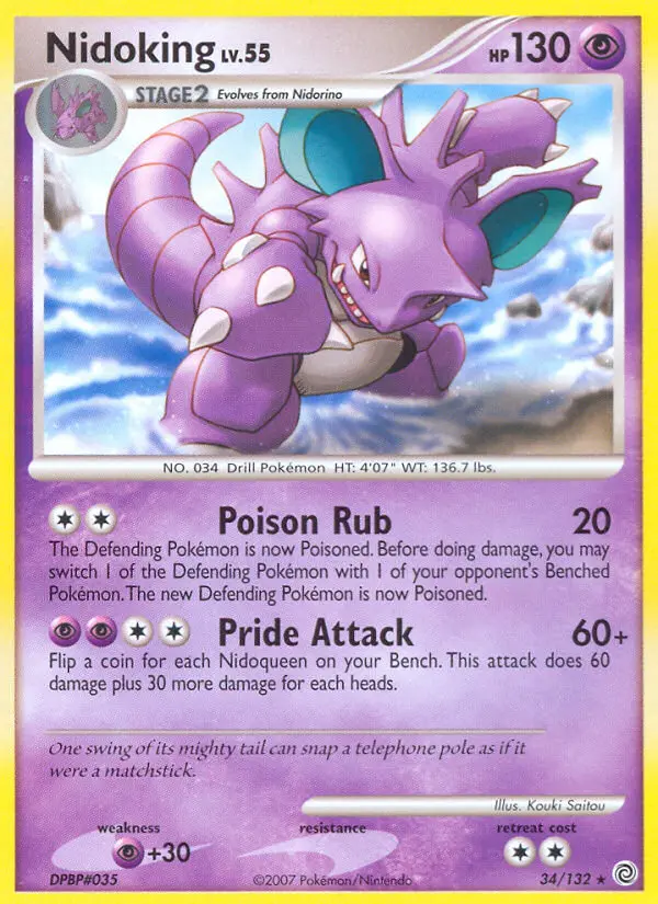 Nidoking Rare Pokemon card #34 from Secret Wonders
