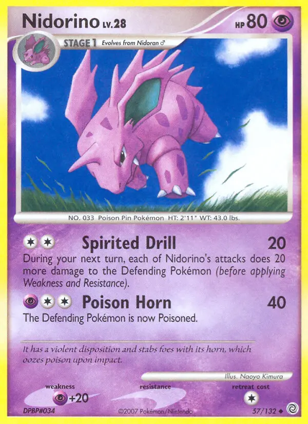 Nidorino Uncommon Pokemon card #57 from Secret Wonders