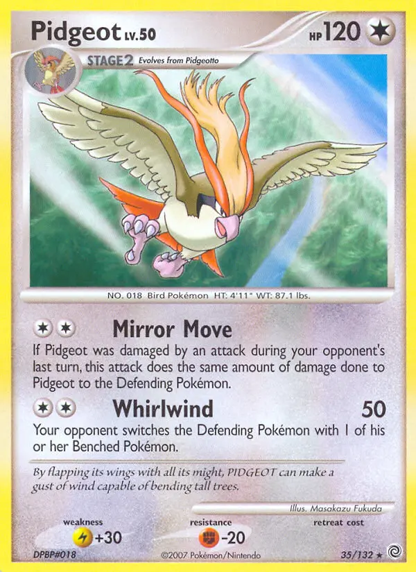 Pidgeot Rare Pokemon card #35 from Secret Wonders