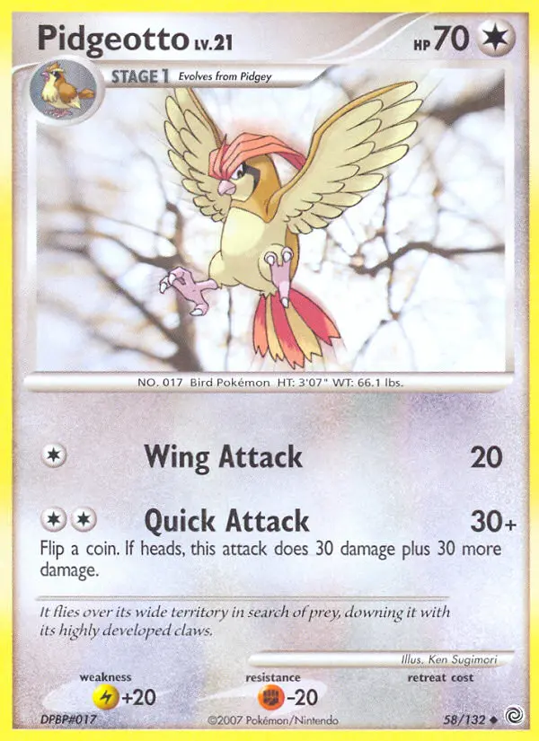 Pidgeotto Uncommon Pokemon card #58 from Secret Wonders