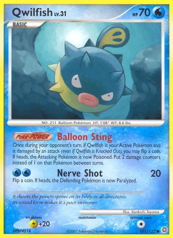 Qwilfish Common Pokemon card #101 from Secret Wonders