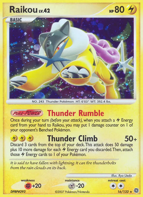 Raikou Rare Holo Pokemon card #16 from Secret Wonders