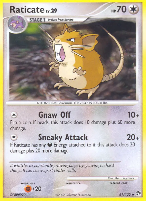 Raticate Uncommon Pokemon card #61 from Secret Wonders