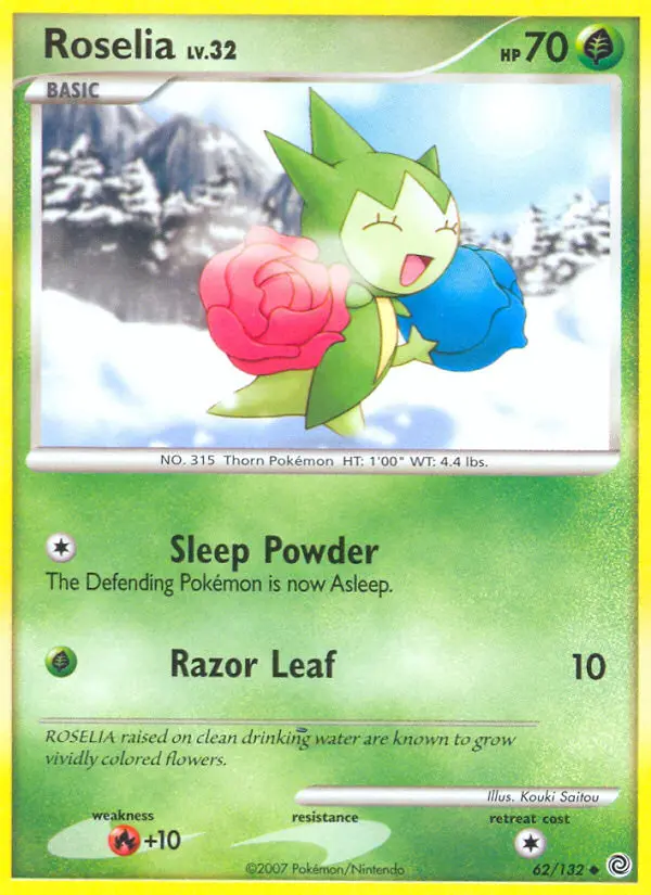 Roselia Uncommon Pokemon card #62 from Secret Wonders