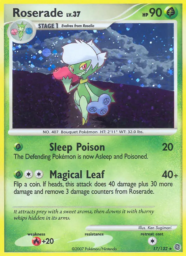 Roserade Rare Holo Pokemon card #17 from Secret Wonders