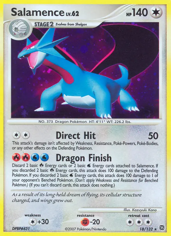 Salamence Rare Holo Pokemon card #18 from Secret Wonders