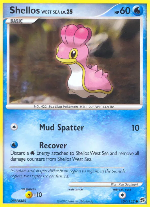 Shellos West Sea Common Pokemon card #107 from Secret Wonders