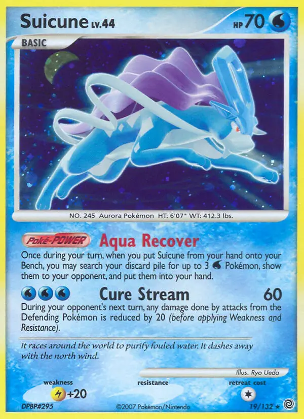 Suicune Rare Holo Pokemon card #19 from Secret Wonders