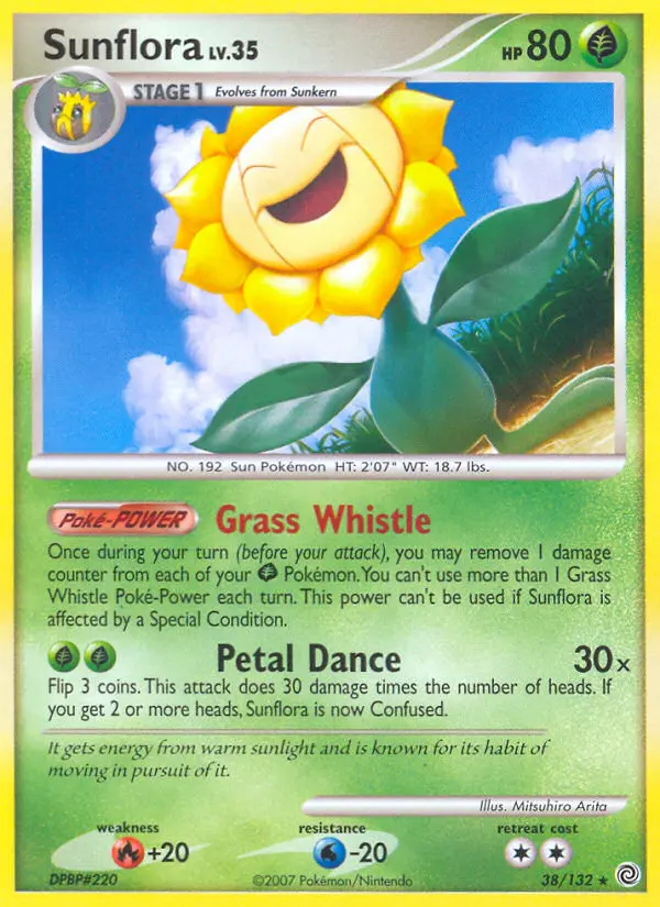 Sunflora Rare Pokemon card #38 from Secret Wonders
