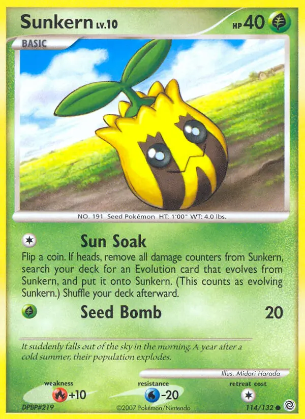Sunkern Common Pokemon card #114 from Secret Wonders
