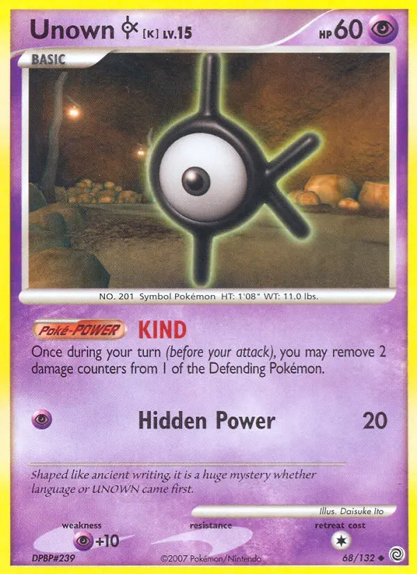 Unown K Uncommon Pokemon card #68 from Secret Wonders