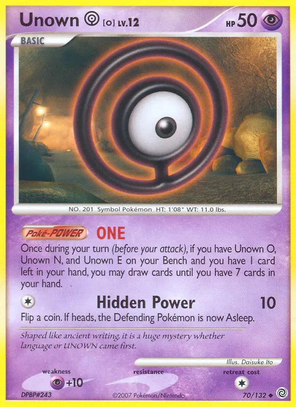 Unown O Uncommon Pokemon card #70 from Secret Wonders