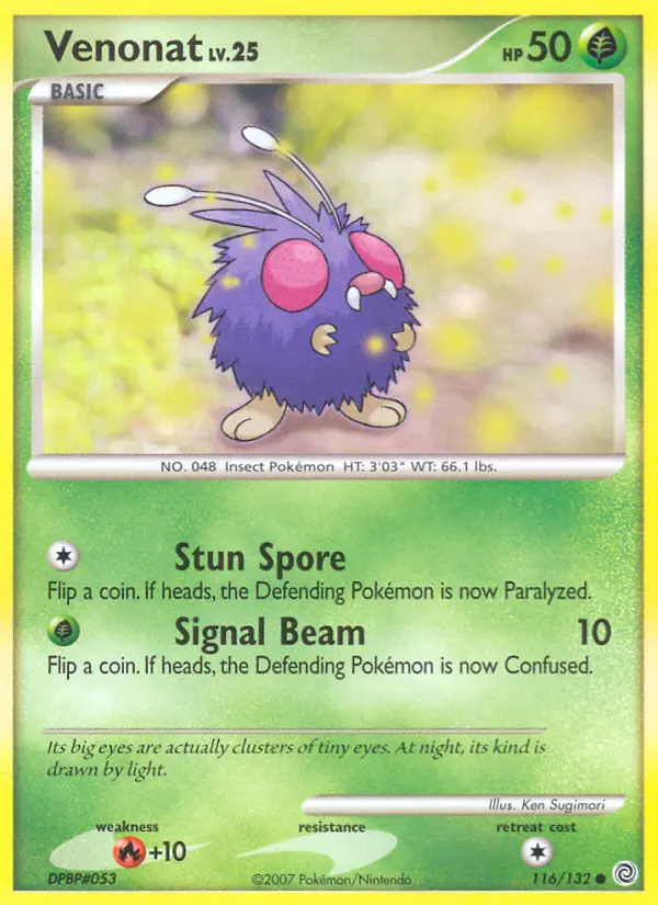 Venonat Common Pokemon card #116 from Secret Wonders