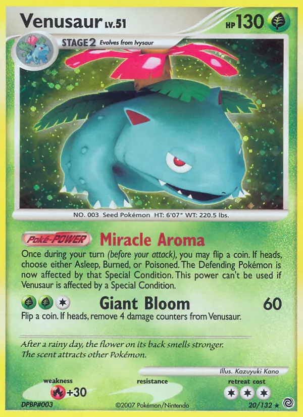 Venusaur Rare Holo Pokemon card #20 from Secret Wonders