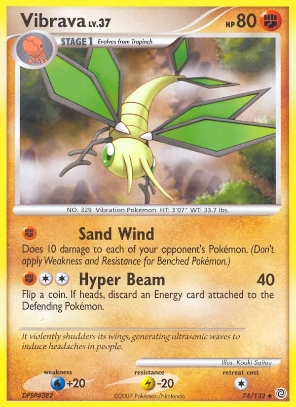 Vibrava Uncommon Pokemon card #74 from Secret Wonders