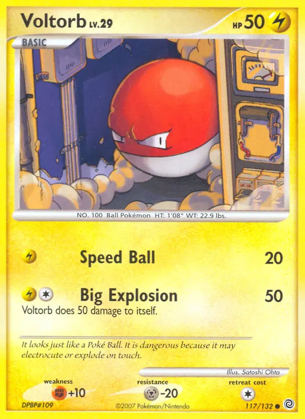 Voltorb Common Pokemon card #117 from Secret Wonders