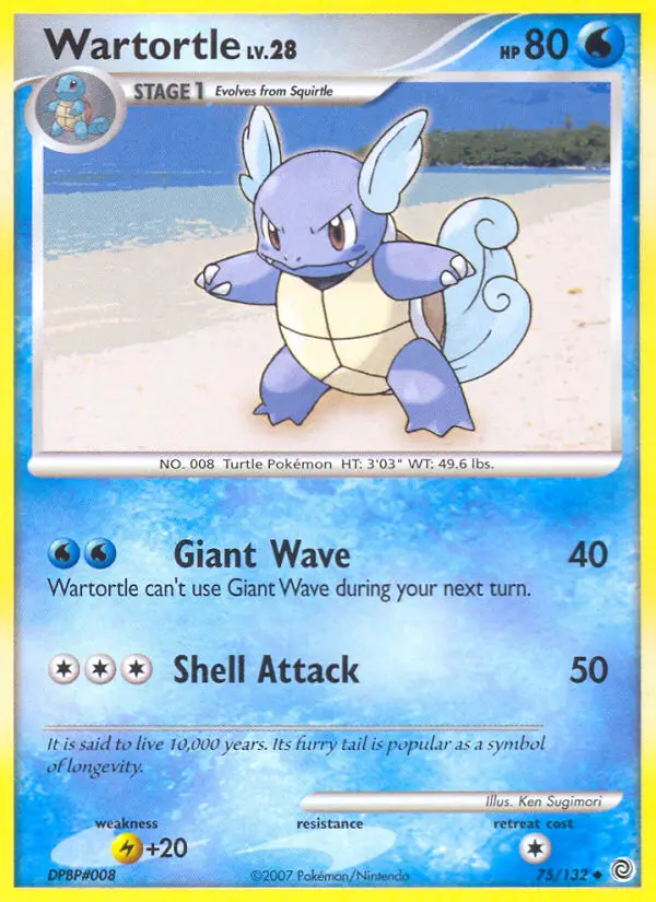 Wartortle Uncommon Pokemon card #75 from Secret Wonders