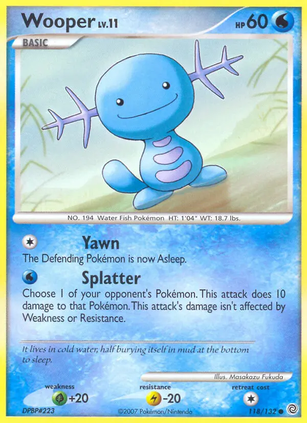 Wooper Common Pokemon card #118 from Secret Wonders