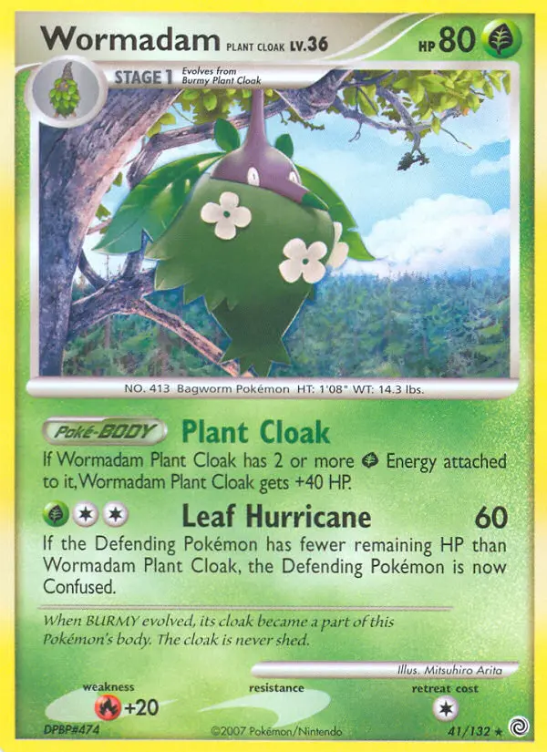 Wormadam Plant Cloak Rare Pokemon card #41 from Secret Wonders