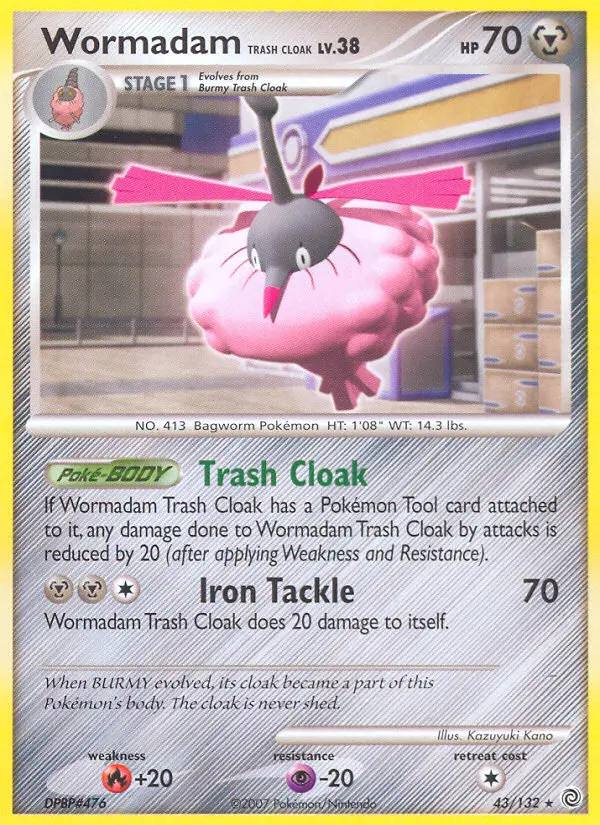 Wormadam Trash Cloak Rare Pokemon card #43 from Secret Wonders