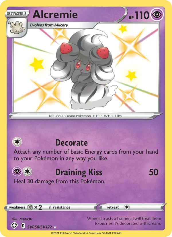 Alcremie Shiny rare Pokemon card #SV058 from Shining Fates