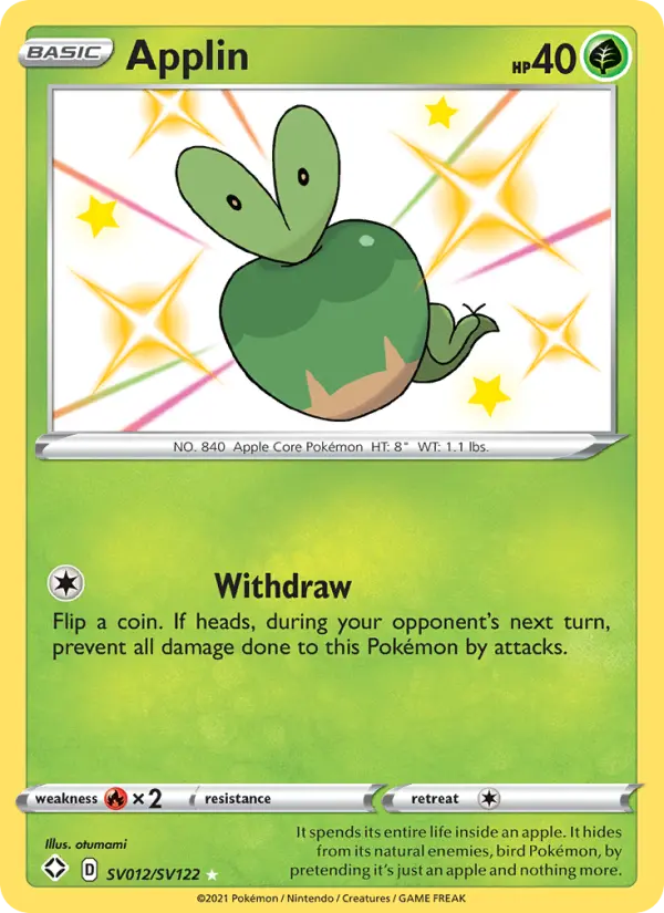 Applin Shiny rare Pokemon card #SV012 from Shining Fates