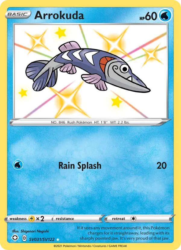 Arrokuda Shiny rare Pokemon card #SV031 from Shining Fates