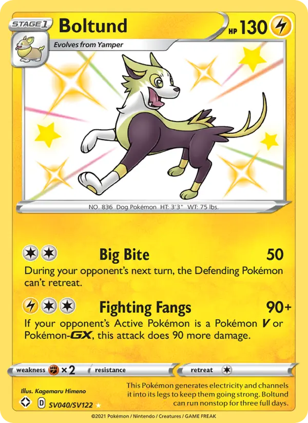 Boltund Shiny rare Pokemon card #SV040 from Shining Fates