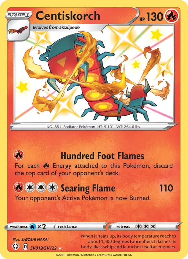 Centiskorch Shiny rare Pokemon card #SV019 from Shining Fates