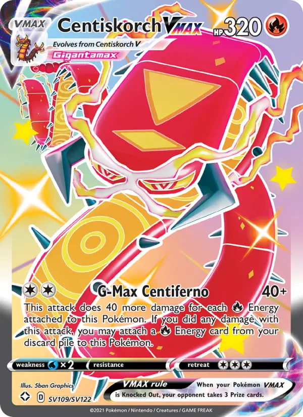Centiskorch VMAX Shiny rare VMAX Pokemon card #SV109 from Shining Fates