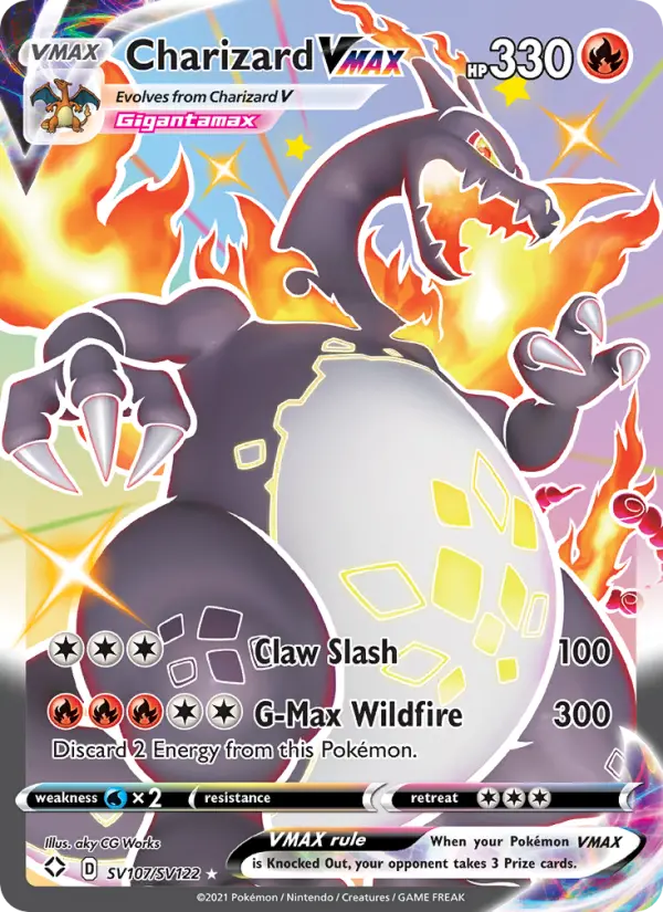 Charizard VMAX Shiny rare VMAX Pokemon card #SV107 from Shining Fates