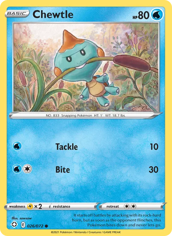 Chewtle Common Pokemon card #26 from Shining Fates