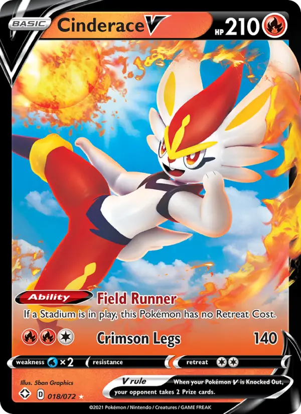 Cinderace V Holo Rare V Pokemon card #18 from Shining Fates