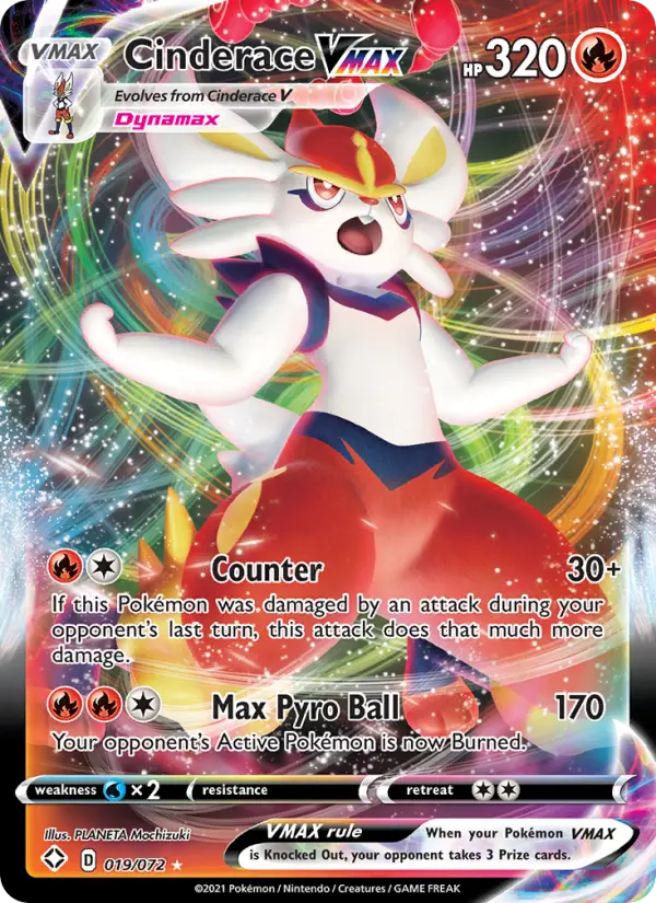 Cinderace VMAX Holo Rare VMAX Pokemon card #19 from Shining Fates