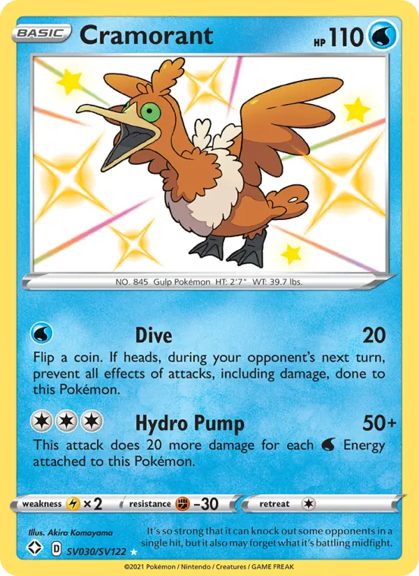 Cramorant Shiny rare Pokemon card #SV030 from Shining Fates