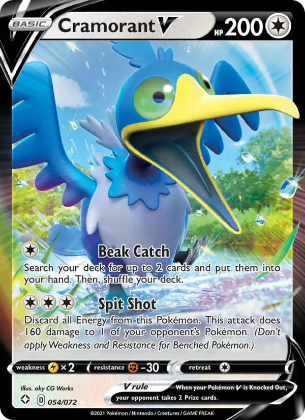 Cramorant V Holo Rare V Pokemon card #54 from Shining Fates