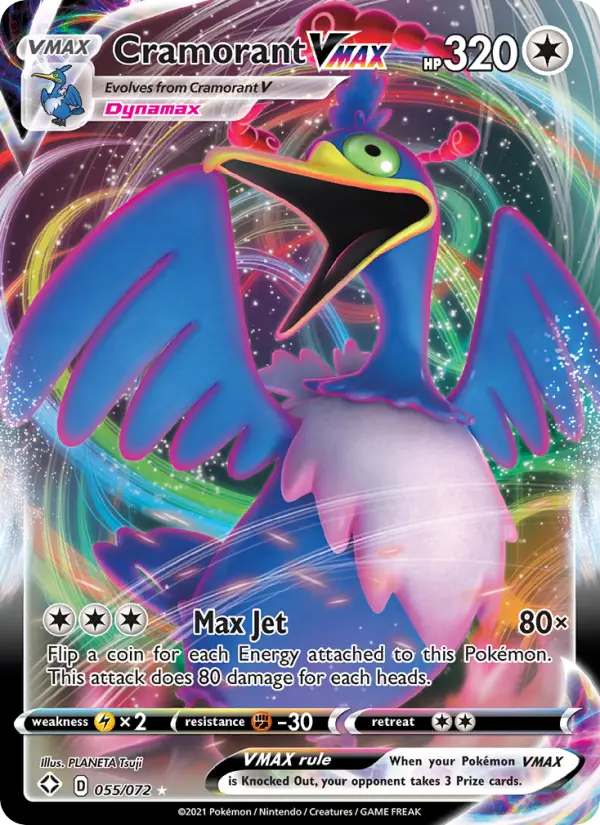 Cramorant VMAX Holo Rare VMAX Pokemon card #55 from Shining Fates