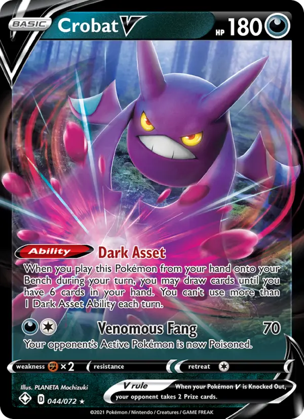 Crobat V Holo Rare V Pokemon card #44 from Shining Fates