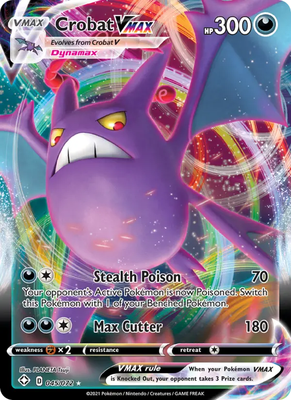 Crobat VMAX Holo Rare VMAX Pokemon card #45 from Shining Fates