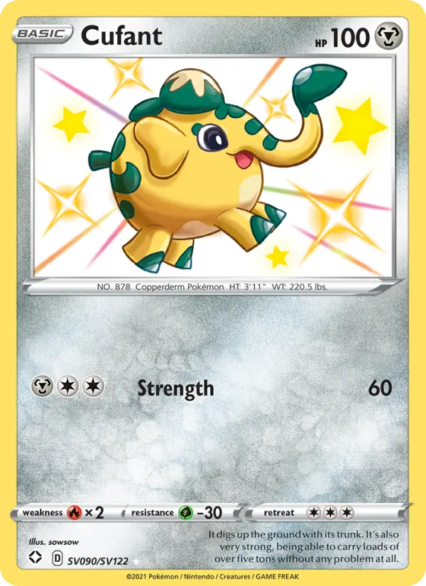 Cufant Shiny rare Pokemon card #SV090 from Shining Fates