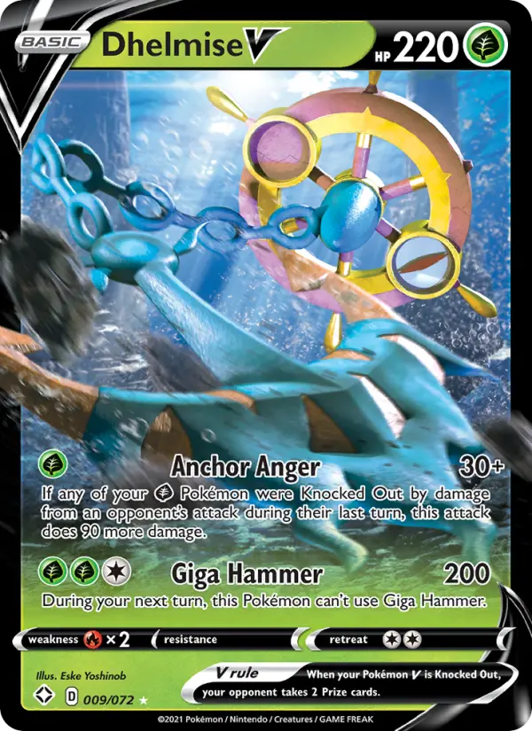 Dhelmise V Ultra Rare Pokemon card #9 from Shining Fates