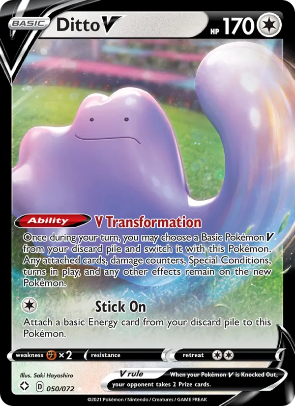 Ditto V Holo Rare V Pokemon card #50 from Shining Fates