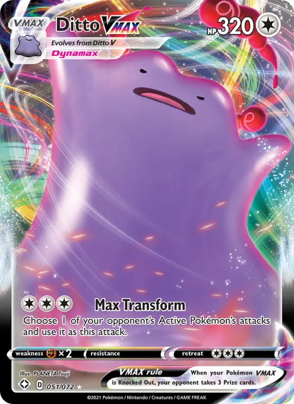 Ditto VMAX Holo Rare VMAX Pokemon card #51 from Shining Fates